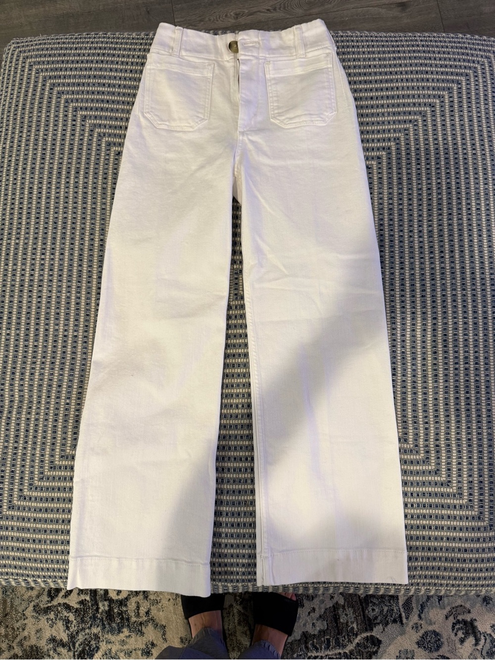 Maeve White Wide-Leg High-Rise Jeans with Front Pockets